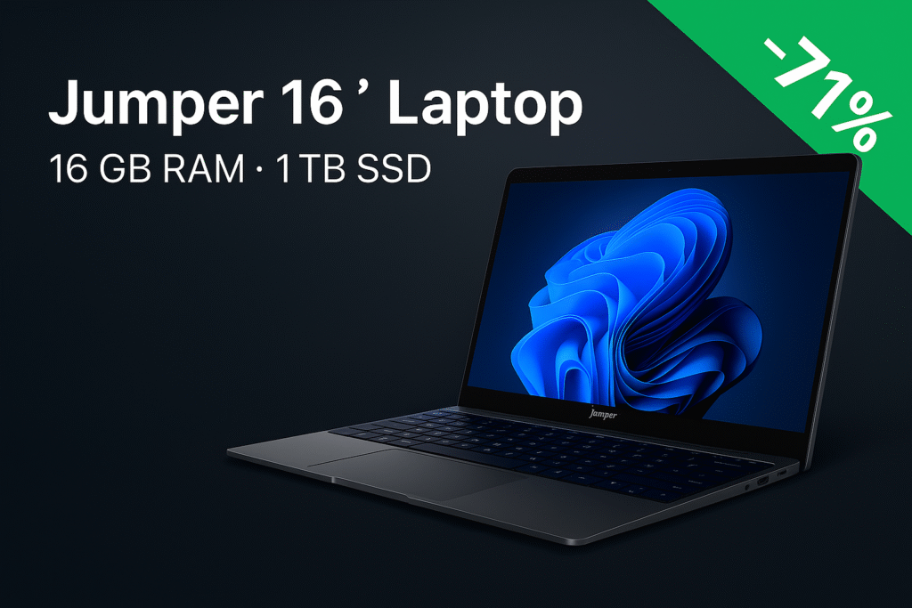 Nur für kurze Zeit: Jumper 16″ Laptop zum Hammerpreis Jumper 16 Zoll Laptop 16 GB RAM 1 TB SSD Angebot reduziert