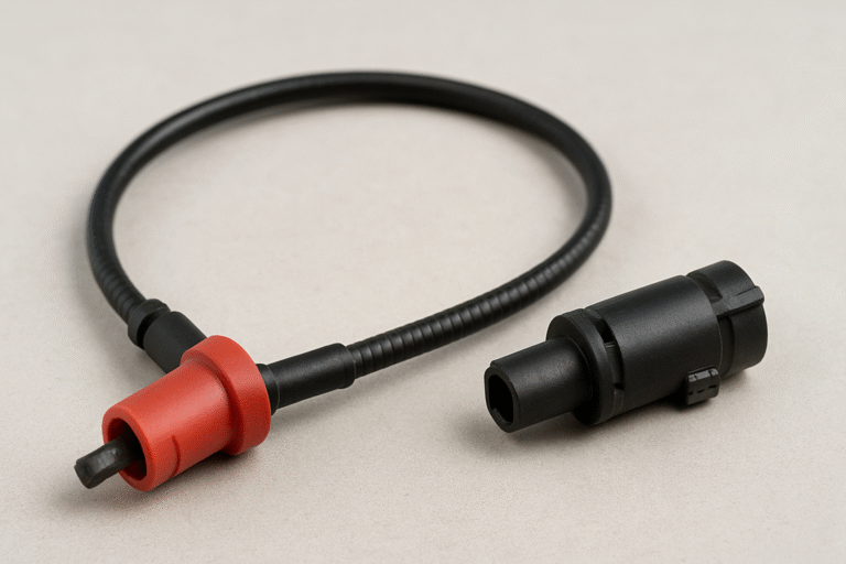 Sichtbarer Warnkontakt im Belagträger und geführter Kabelsatz an der Vorderachse